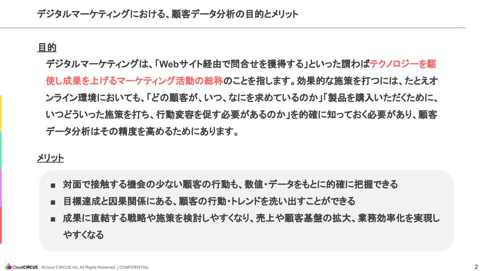 デジタルマーケティングにおける顧客データ分析の目的とメリット